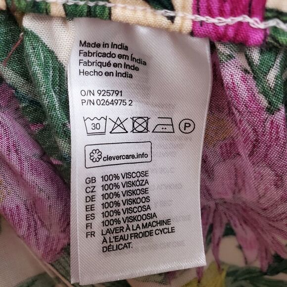 H&M tropical beach pants floral viscose joggers with pockets 6 - Picture 6 of 7
